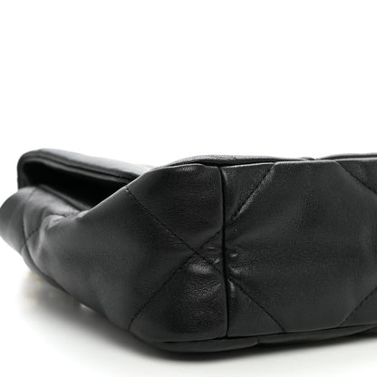 Medium Quilted Lambskin Flap Shoulder Bag - Black