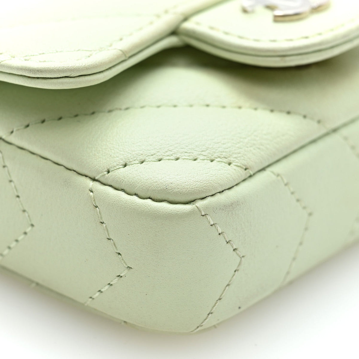 Mini Quilted Sheepskin Belt Bag - Light Green