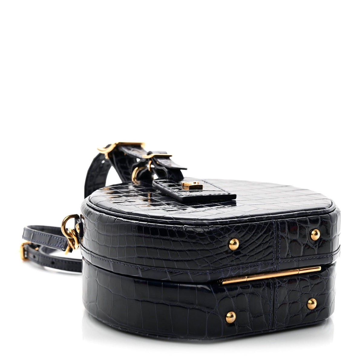Crocodile Petite Boite Chapeau Navy Handbag