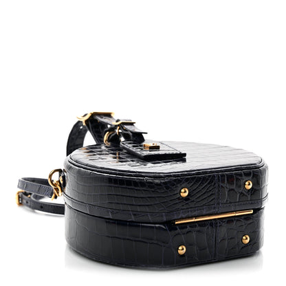 Crocodile Petite Boite Chapeau Navy Handbag