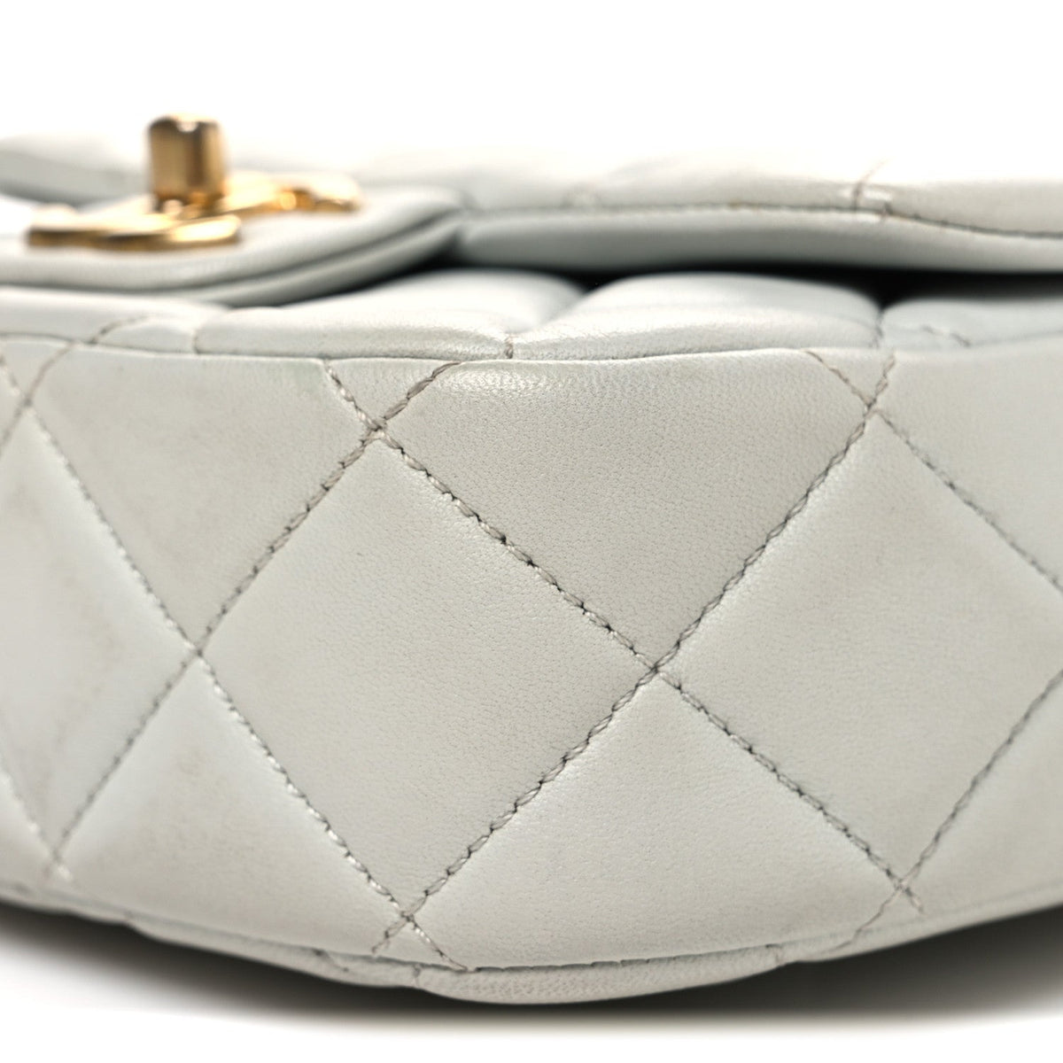 Mini Quilted Lambskin Flap Shoulder Bag - Light Blue