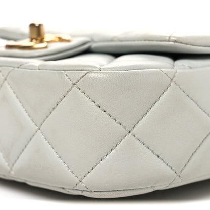 Mini Quilted Lambskin Flap Shoulder Bag - Light Blue