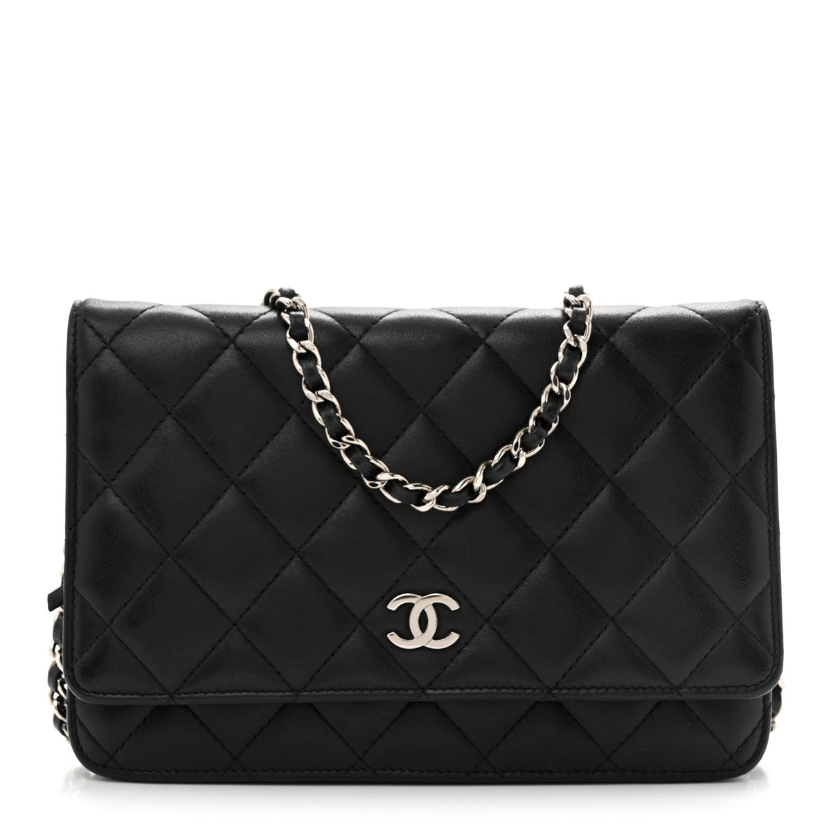 Quilted Lambskin Wallet Bag - Black