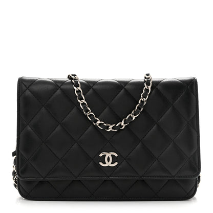 Quilted Lambskin Wallet Bag - Black