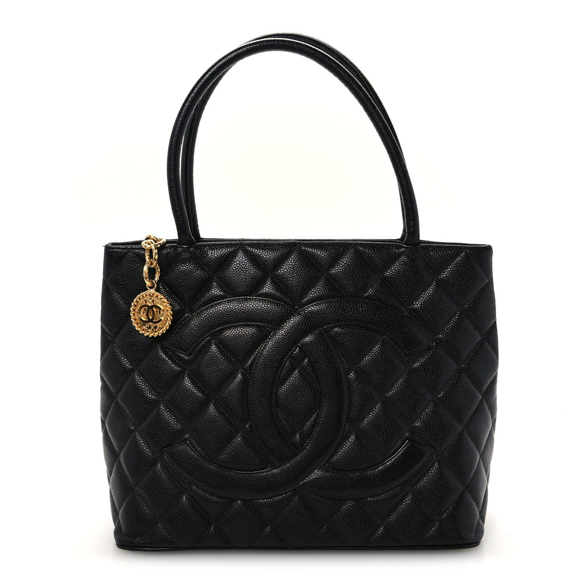 Quilted Caviar Tote Bag - Black