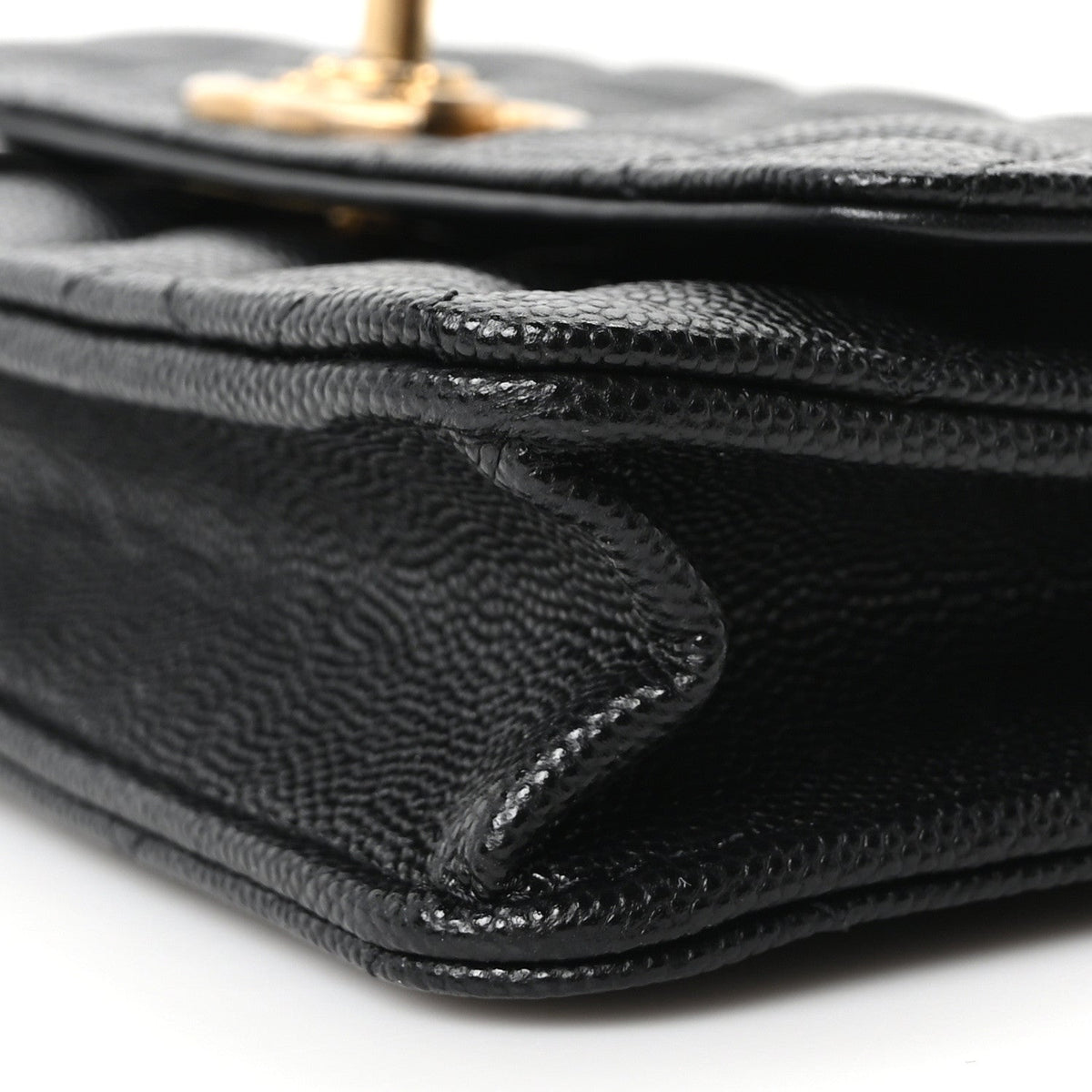 Quilted Caviar Wallet Bag - Black