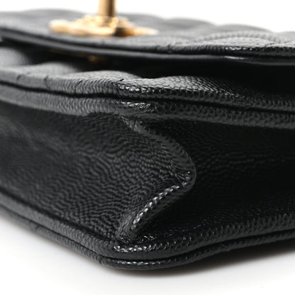 Quilted Caviar Wallet Bag - Black