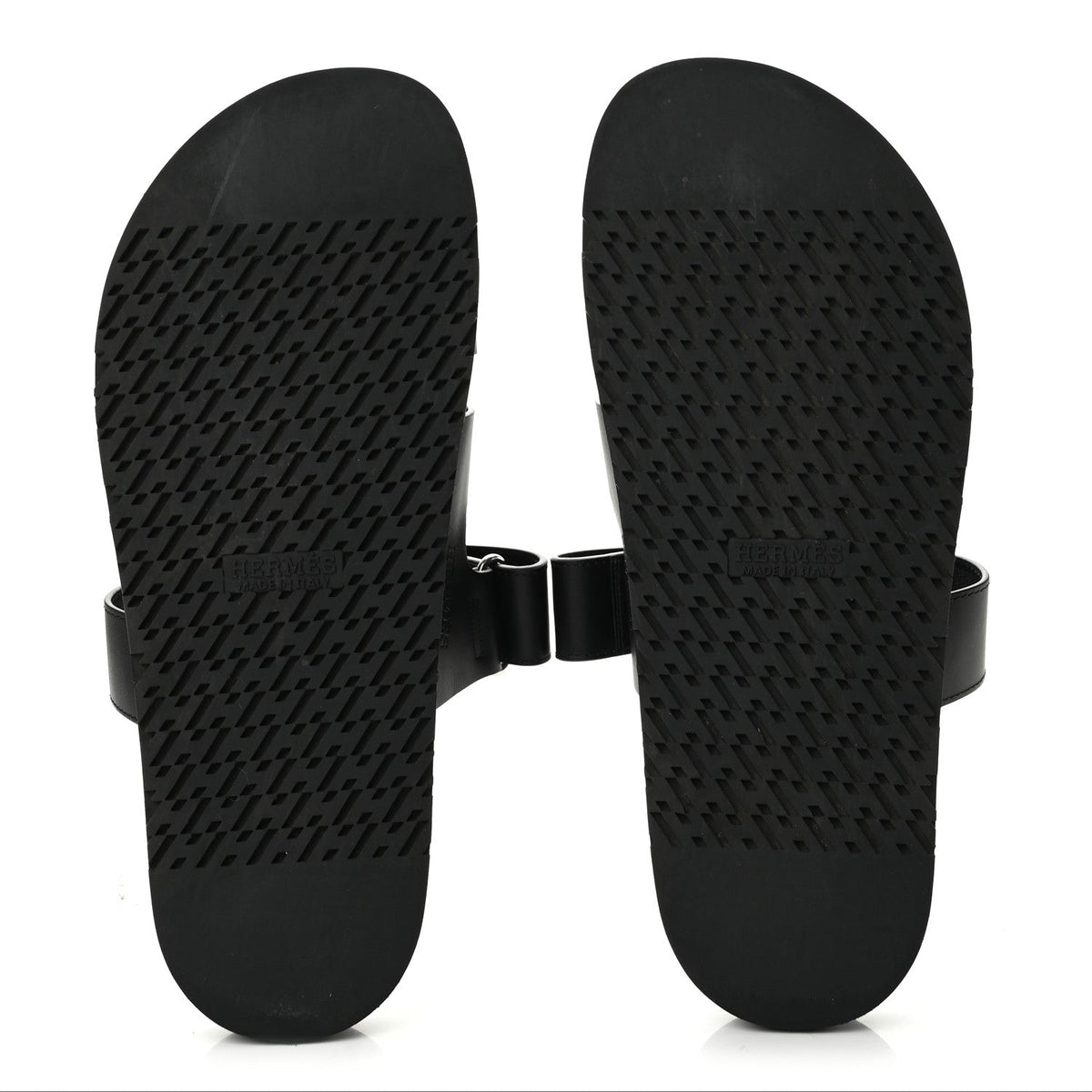 Hermes Calfskin Men's Chypre Sandals 44 Black