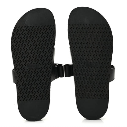 Hermes Calfskin Men's Chypre Sandals 44 Black