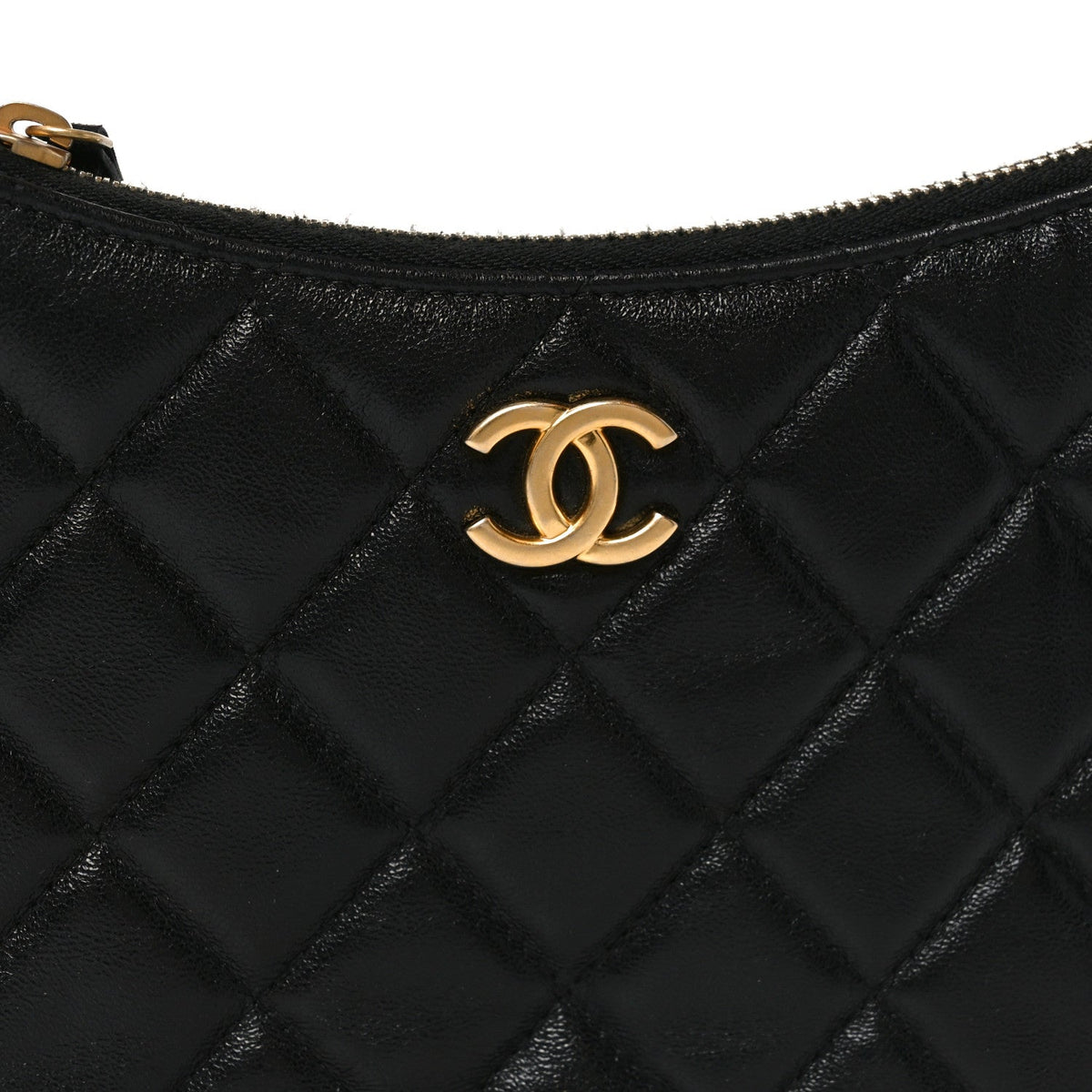 Small Quilted Lambskin Hobo Bag - Black