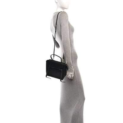 Nano Calfskin Belt Bag - Black