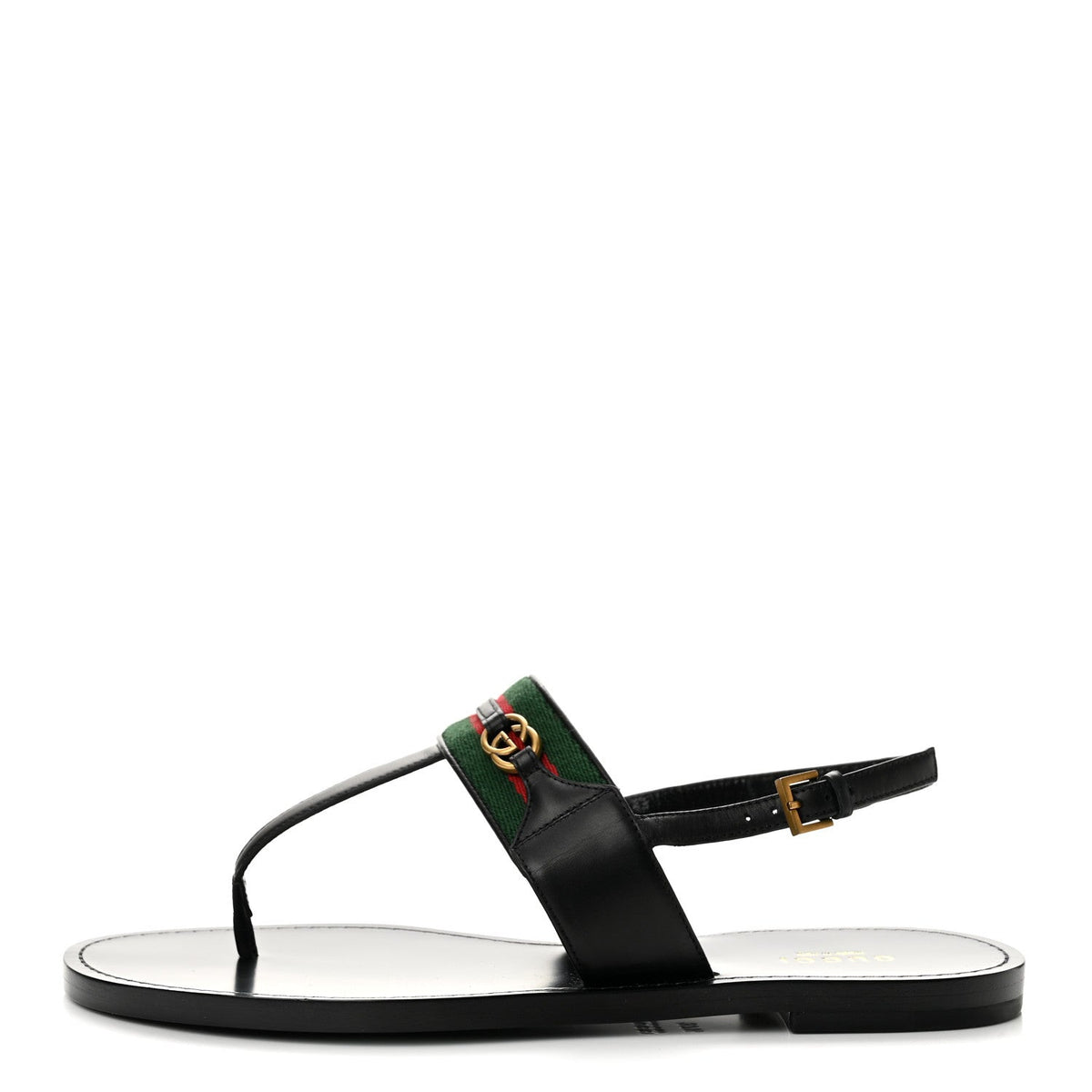 Jakarta Lifford Calfskin Web Interlocking G Thong Sandals Black