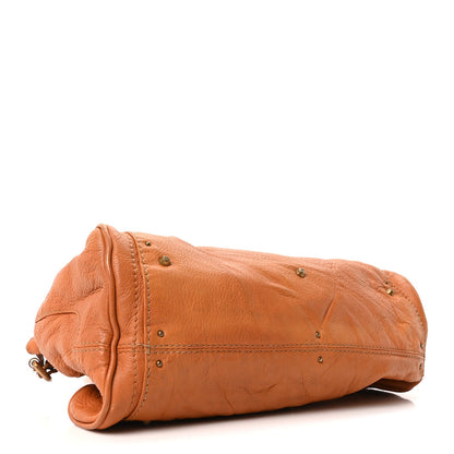 Medium Calfskin Satchel Bag - Tan