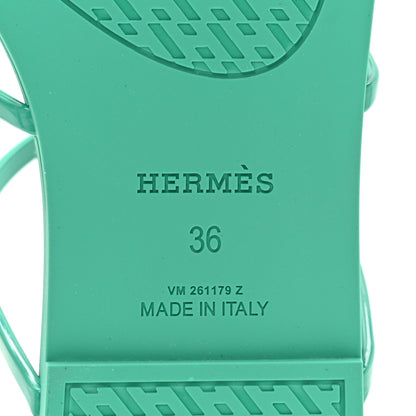 Hermes Rubber Women's Mykonos Sandals 36 Vert Tourmaline