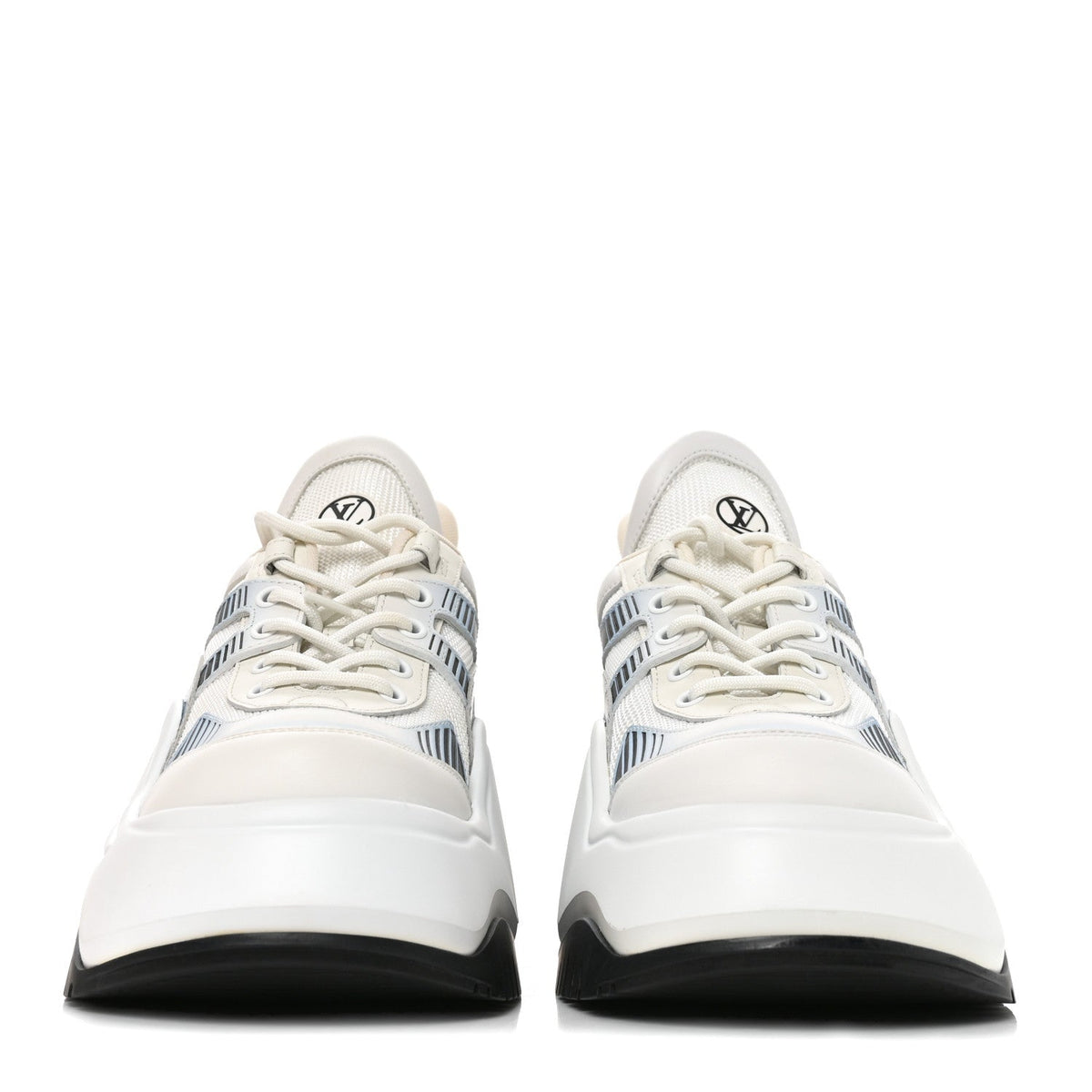 Louis Vuitton Calfskin Technical Nylon Women's LV Archlight Sneakers 38 White Blue Gris