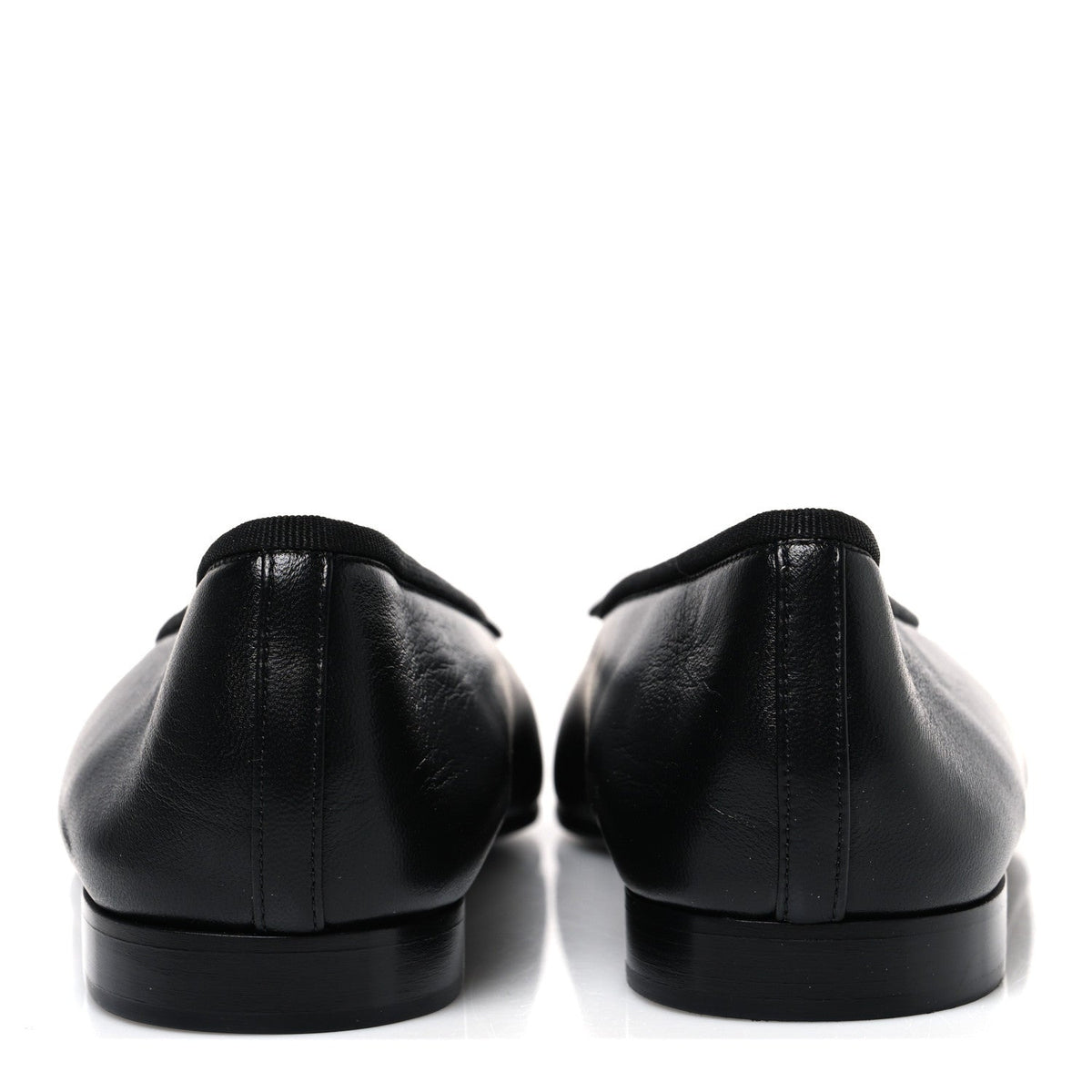 Chanel Lambskin Patent Cap Toe Women's Ballerina Flats Black