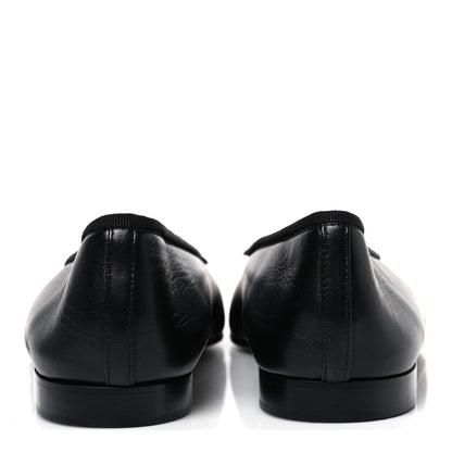 Chanel Lambskin Patent Cap Toe Women's Ballerina Flats Black