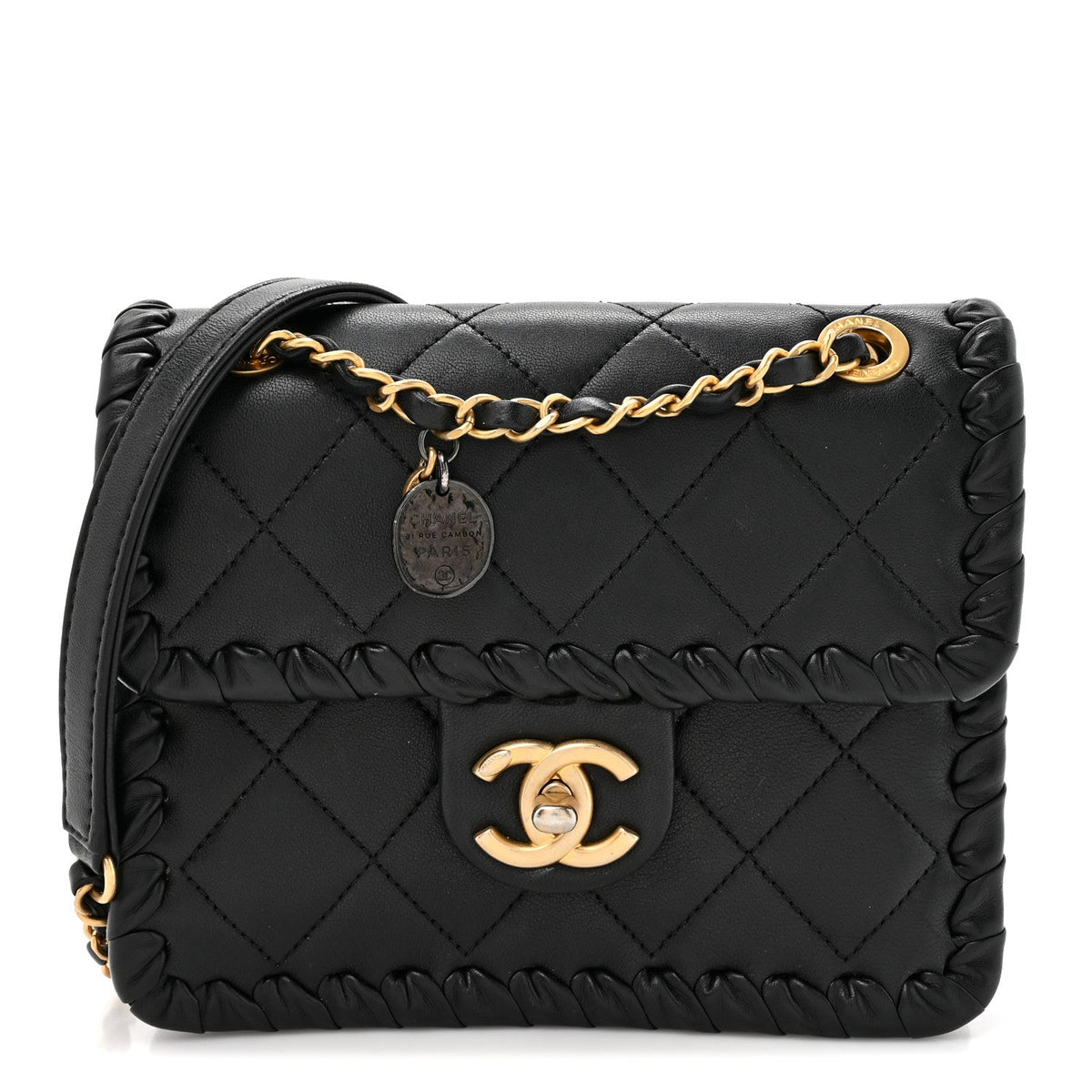 Mini Calfskin Flap Shoulder Bag - Black