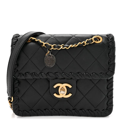Mini Calfskin Flap Shoulder Bag - Black