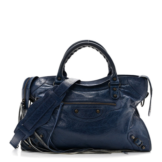 Agneau Classic Hardware City Bleu Minera Handbag