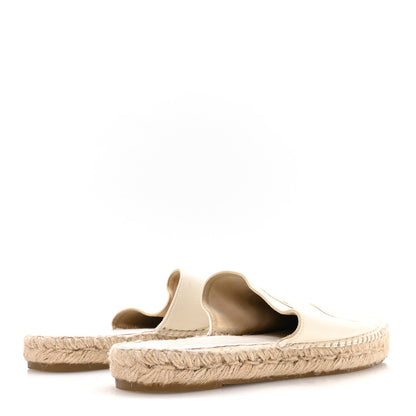 Chanel Calfskin Women's CC Espadrille Mules 40 Ivory