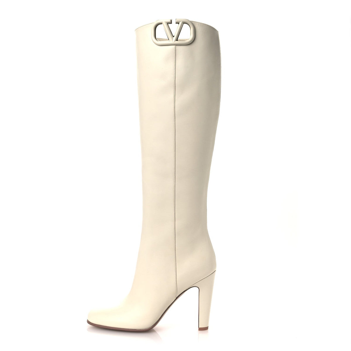 Garavanicalfskin VLogo Knee High 105Mm Boots Ivory