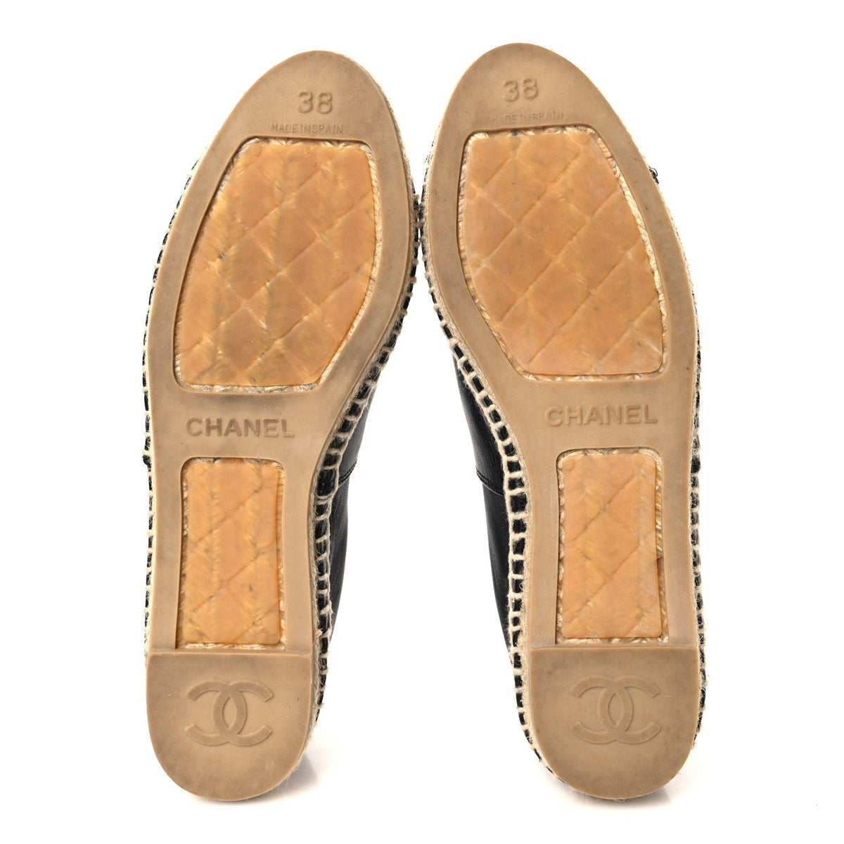 Chanel Lambskin Women's CC Espadrilles 38 Black