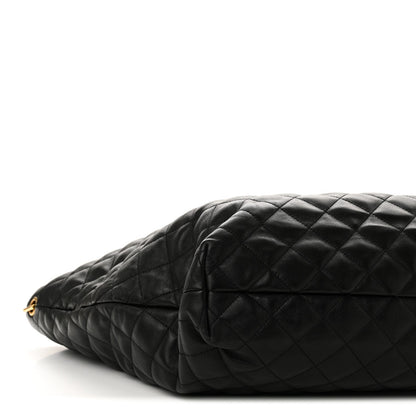 Maxi Quilted Lambskin Tote Bag - Black