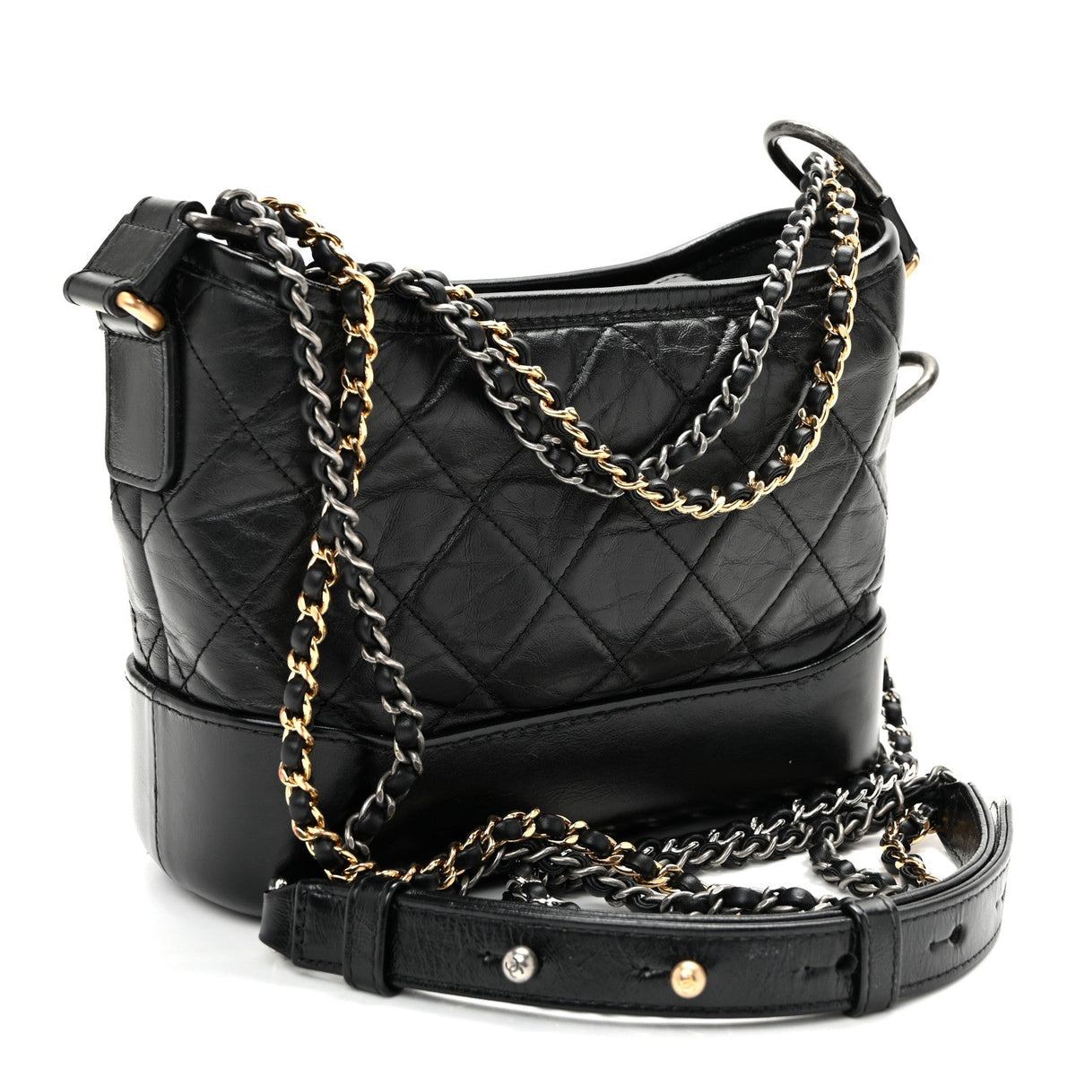 Small Quilted Calfskin Hobo Bag - Black