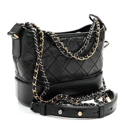 Small Quilted Calfskin Hobo Bag - Black