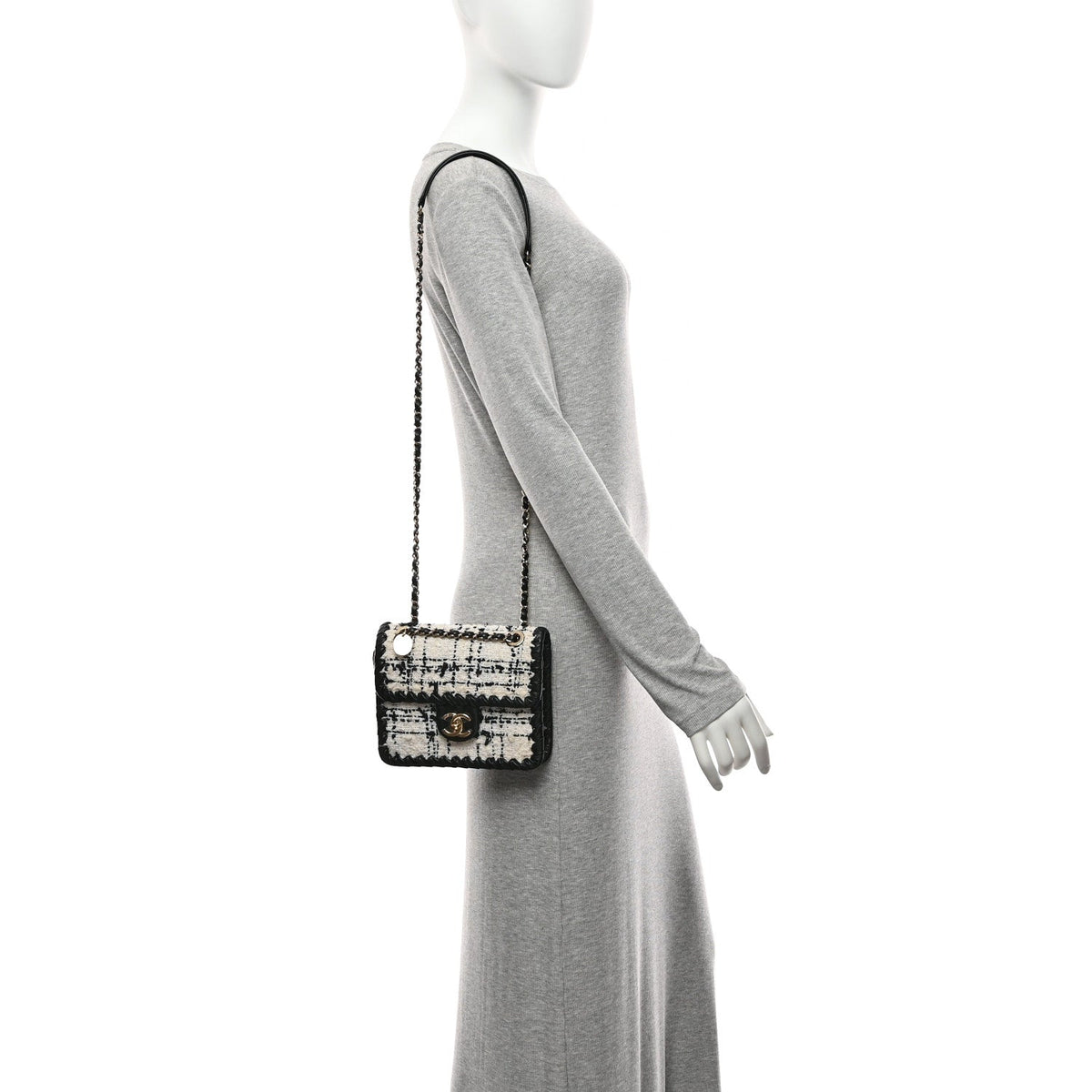 Mini Calfskin Flap Shoulder Bag - Grey