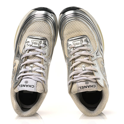 Chanel Fabric Laminated Calfskin Stretch CC Women's Sneakers