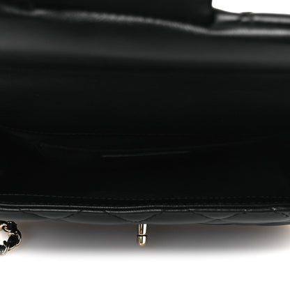 Small Quilted Lambskin Flap Shoulder Bag - Black