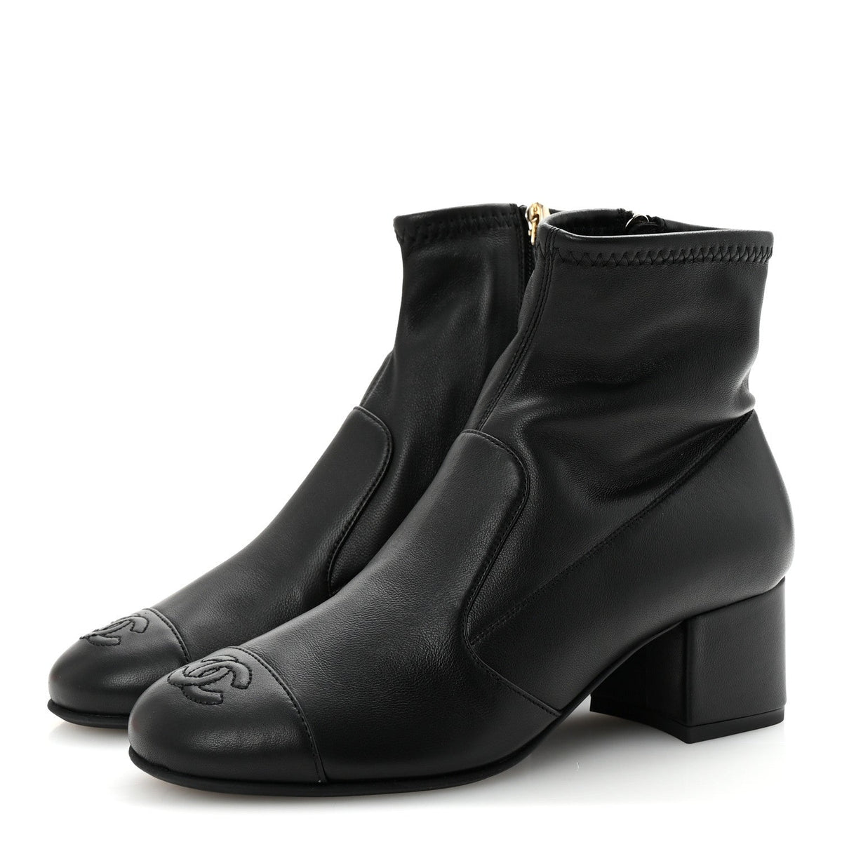 Chanel Stretch Lambskin Cap Toe CC Women's Boots
