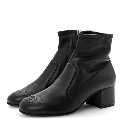 Chanel Stretch Lambskin Cap Toe CC Women's Boots
