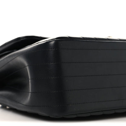 Quilted Lambskin Flap Shoulder Bag - Black
