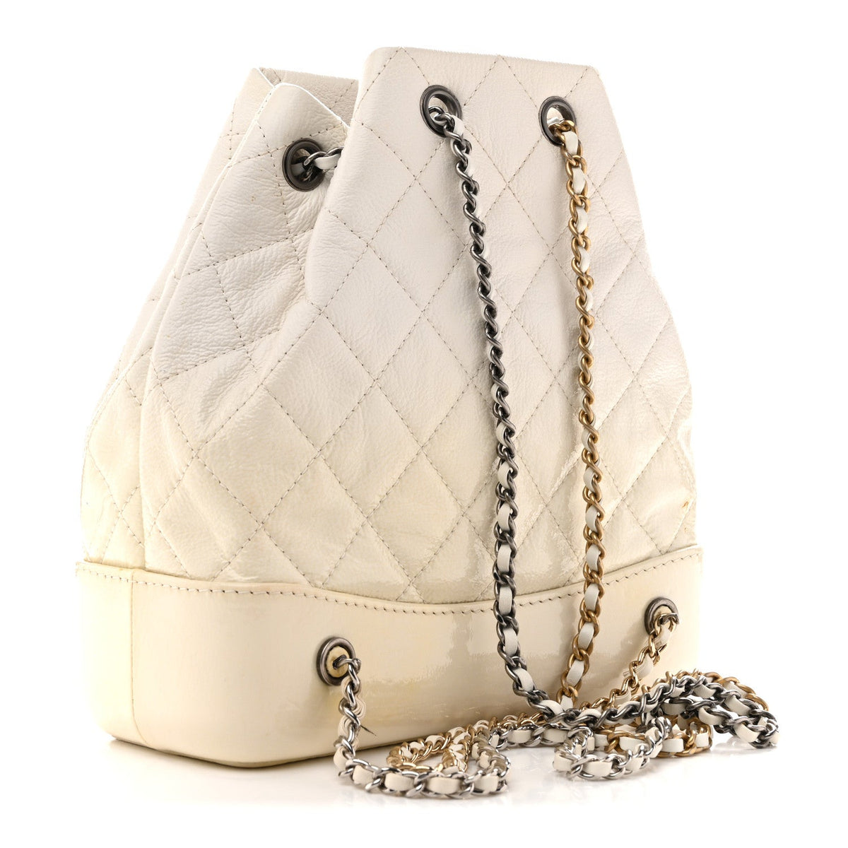 Small Quilted Goatskin Backpack - White