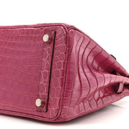 Shiny Niloticus Crocodile Birkin 25 Rose Handbag