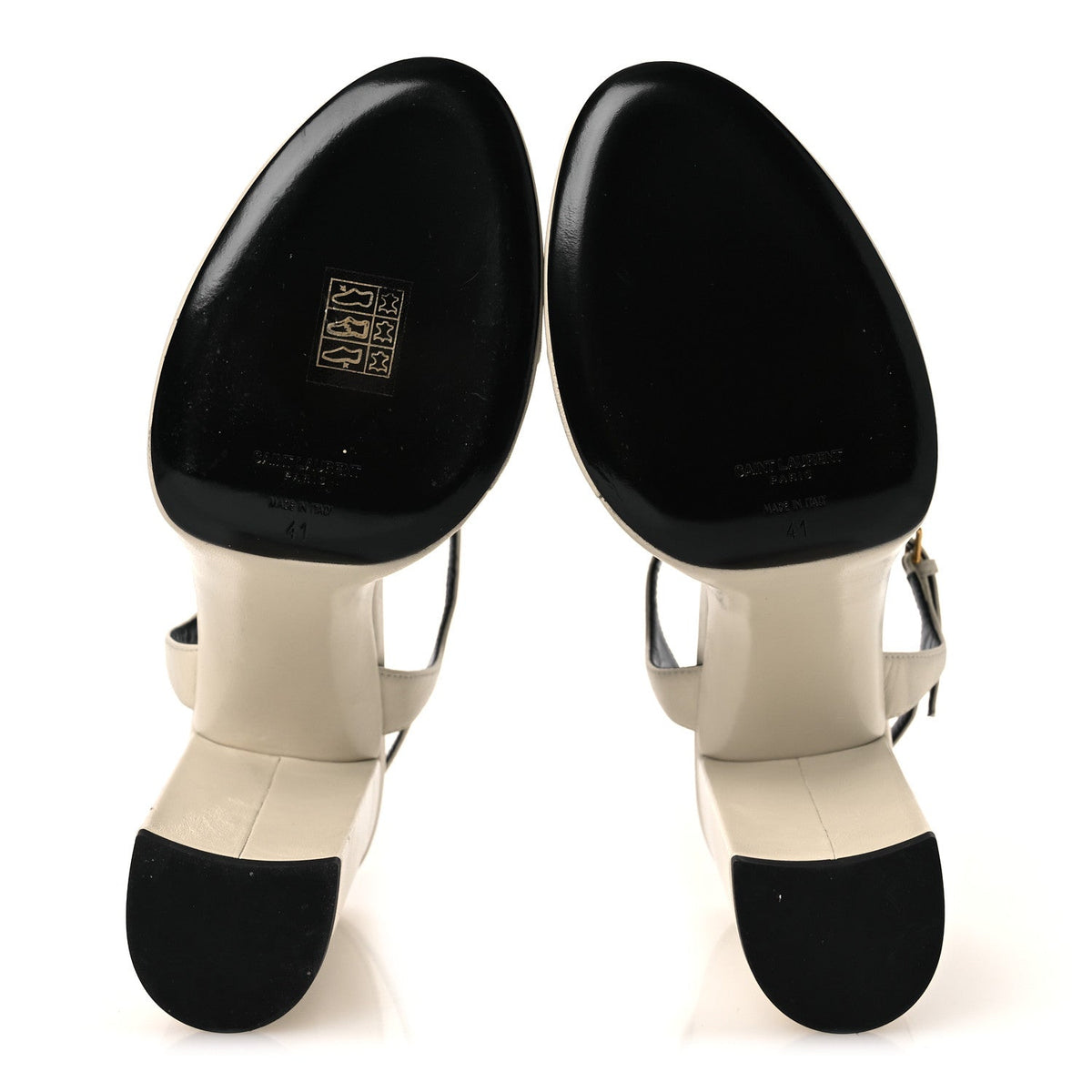 Saint Laurent Leather Women's Vendome Bianca 85 Platform Sandals 41 Pearl