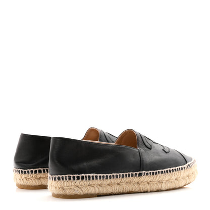 Chanel Lambskin CC Women's Espadrilles 38 Black