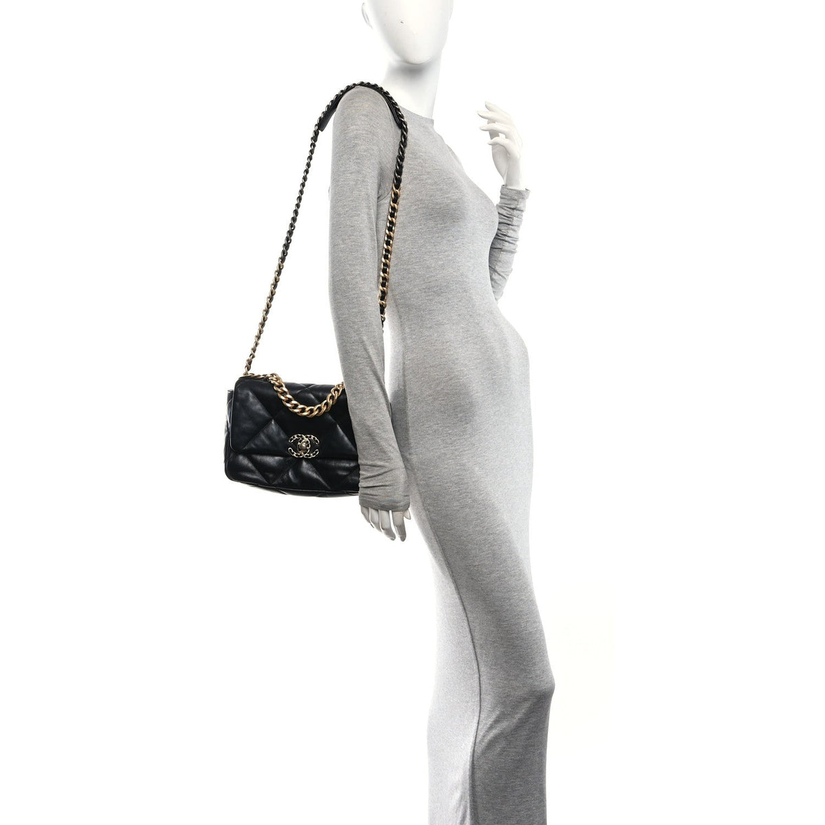 Medium Quilted Lambskin Flap Shoulder Bag - Black