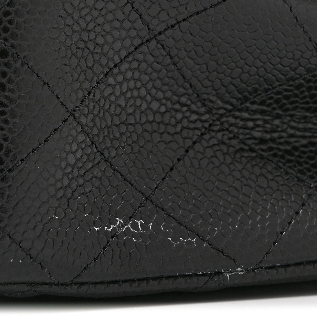 Medium Quilted Caviar Flap Shoulder Bag - Black
