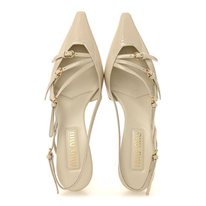 Miu Miu Patent Women's Vernice Buckle 55 Slingbacks 39 White