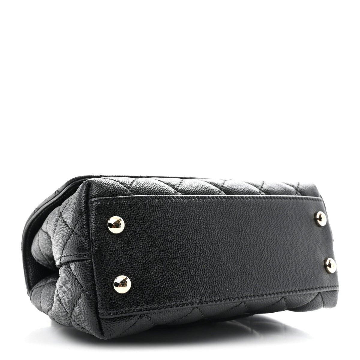 Mini Quilted Caviar Flap Shoulder Bag - Black