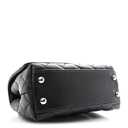Mini Quilted Caviar Flap Shoulder Bag - Black