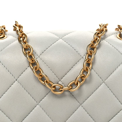 Mini Quilted Lambskin Flap Shoulder Bag - Light Blue