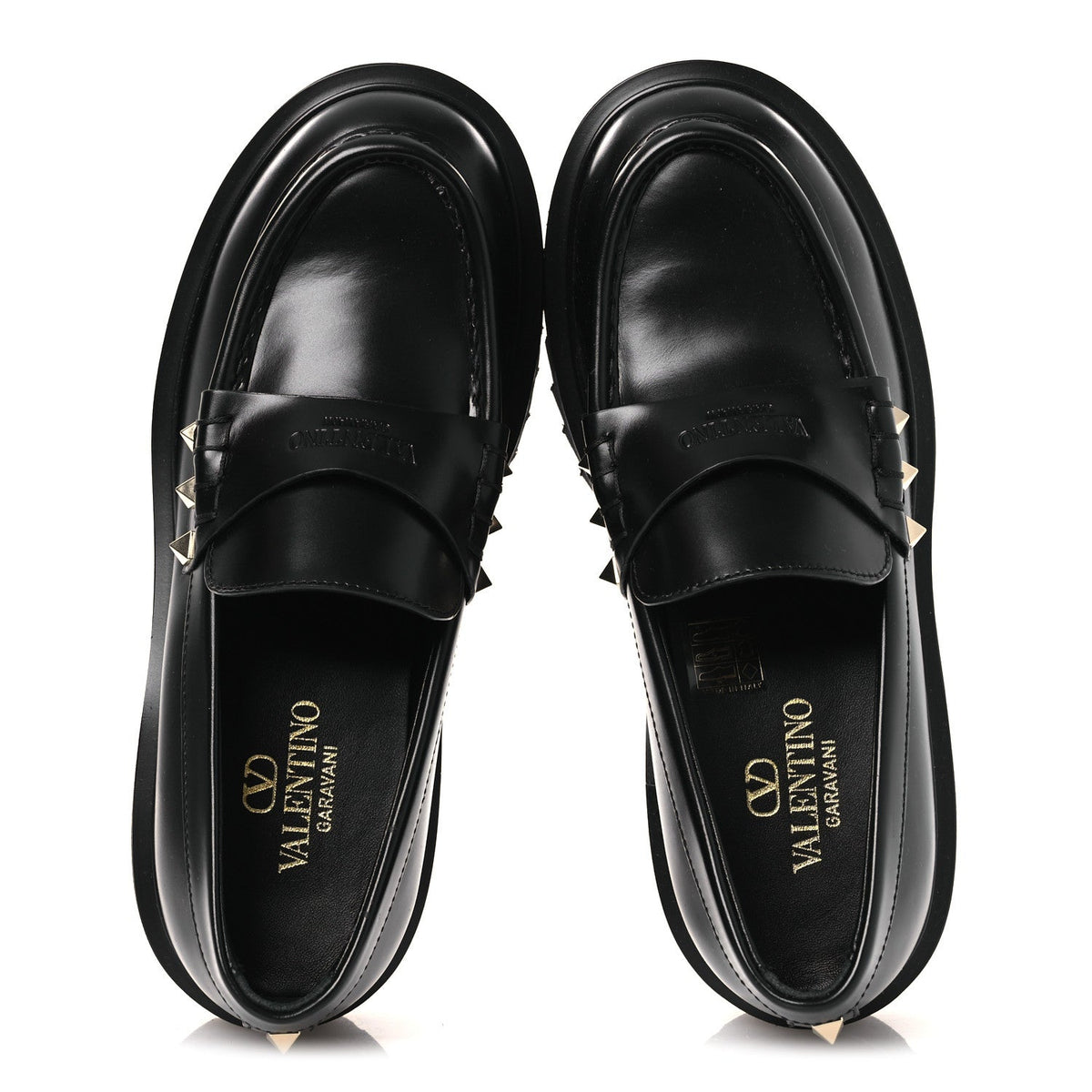 Valentino Garavani Calfskin Women's Rockstud Loafers 35 Black