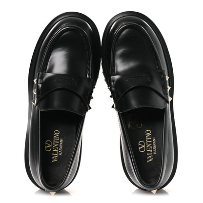 Valentino Garavani Calfskin Women's Rockstud Loafers 35 Black