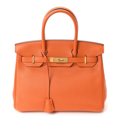 Taurillon Clemence Birkin 30 Orange Handbag