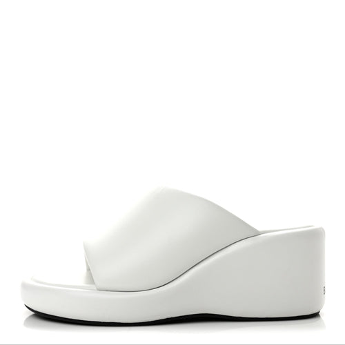 Balenciaga Smooth Nappa Logo Rise 7.6cm Women's Wedge Sandals White
